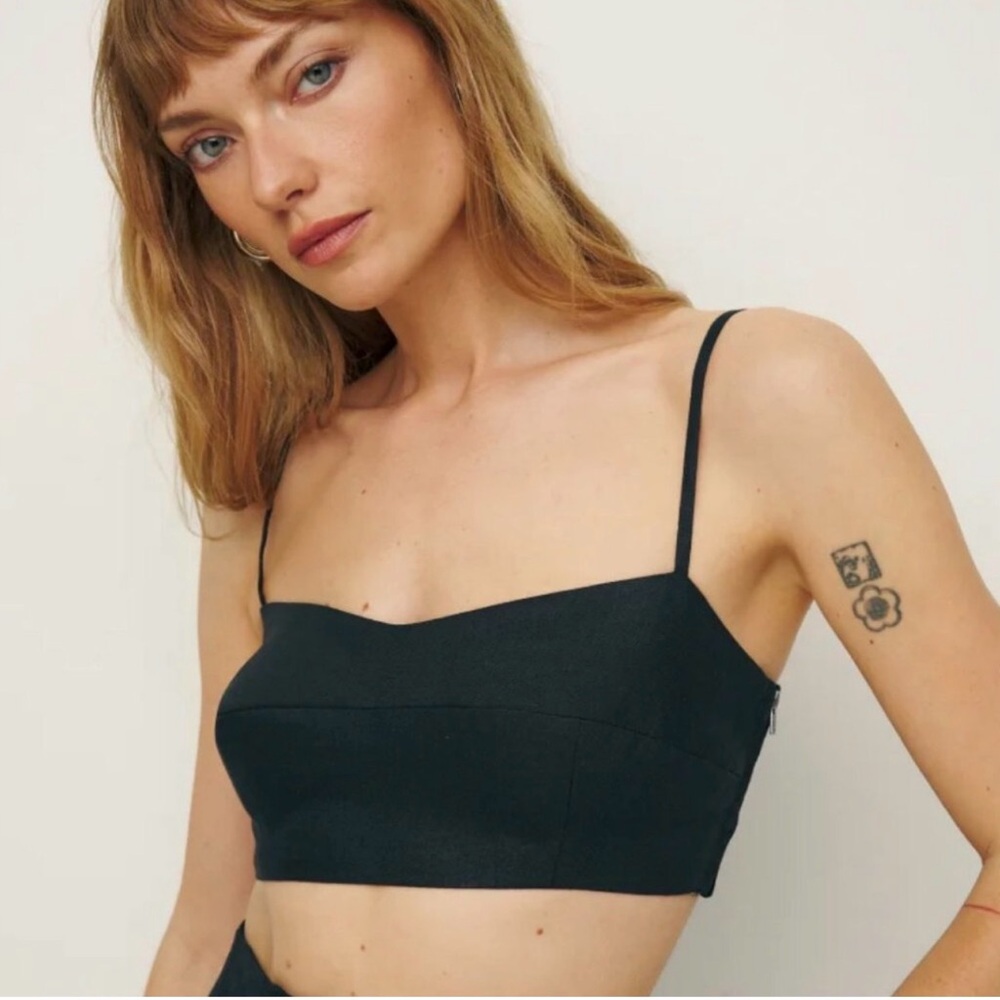 Reformation Black Crop Top with Thin Straps